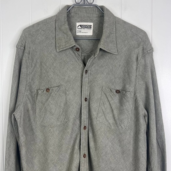 Mountain Khakis Green and White Chevron Knit with 2 Chest Pockets SZ XL - Picture 1 of 6